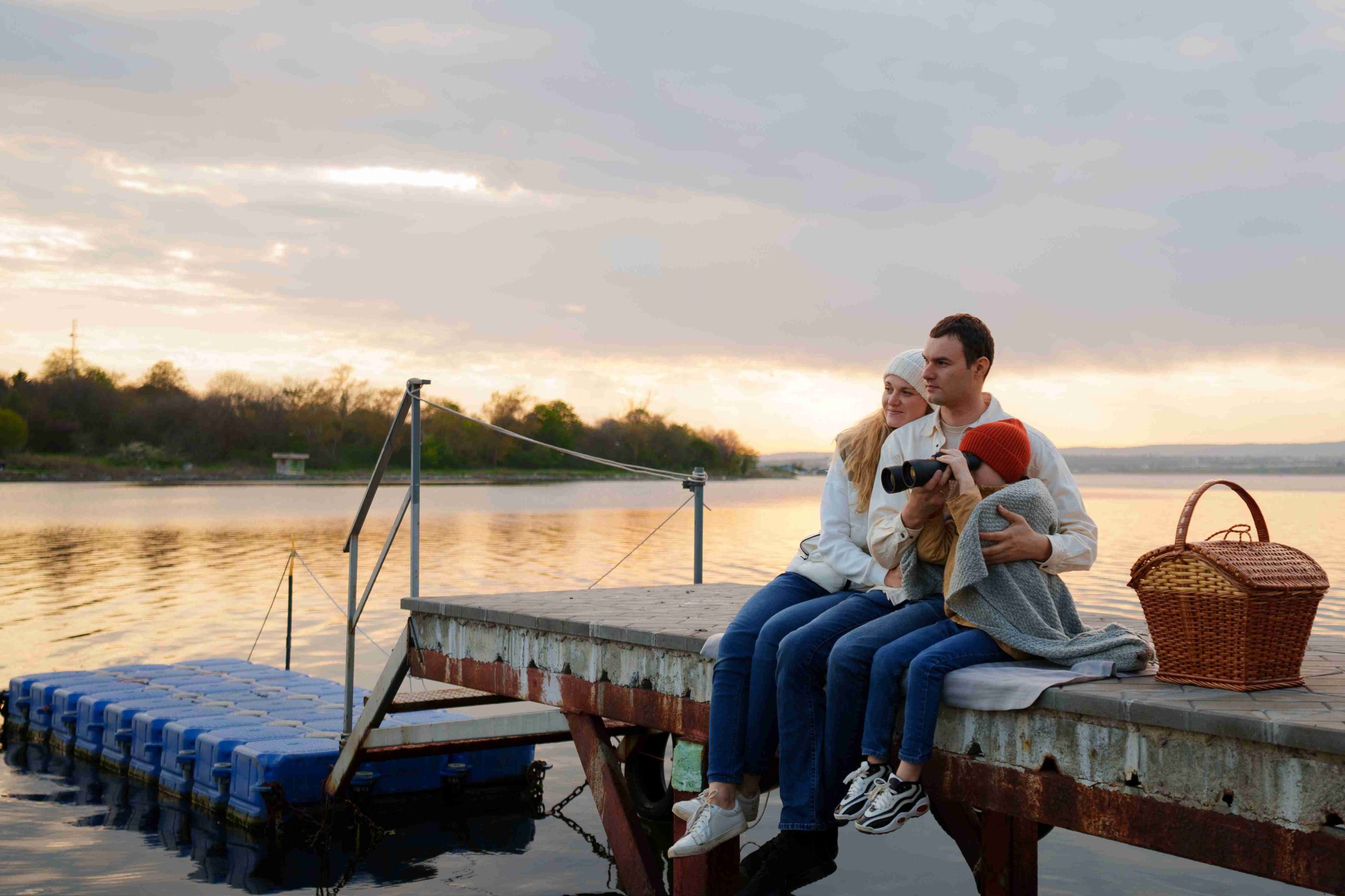 Eagle Mountain Lake RV camping near Azle Texas with boats on the water at sunset