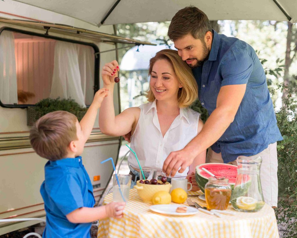 RV sites near Eagle Mountain Lake with family enjoying water activities and boat access from Pecan Acres RV Park
